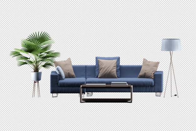 Sofa Interieur Mockup 3D-Rendering isoliert