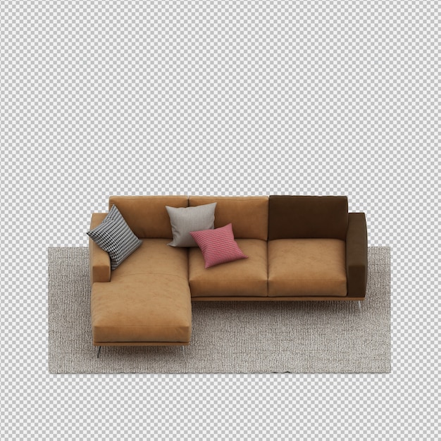 Sofá isométrico 3D render aislado