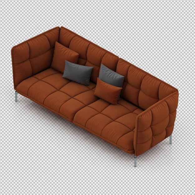 Sofá isométrico 3D render aislado