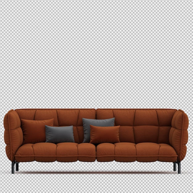 Sofá isométrico 3D render aislado