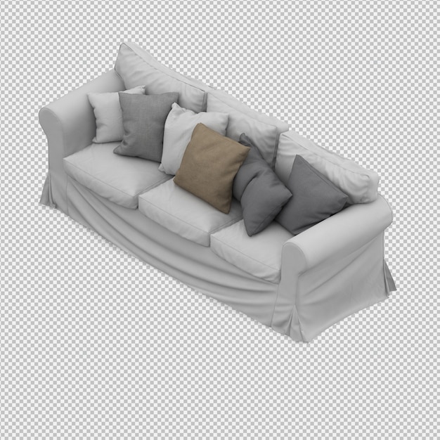 Sofá isométrico 3D render aislado