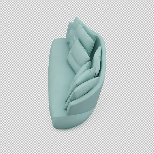 Sofá isométrico 3D render aislado