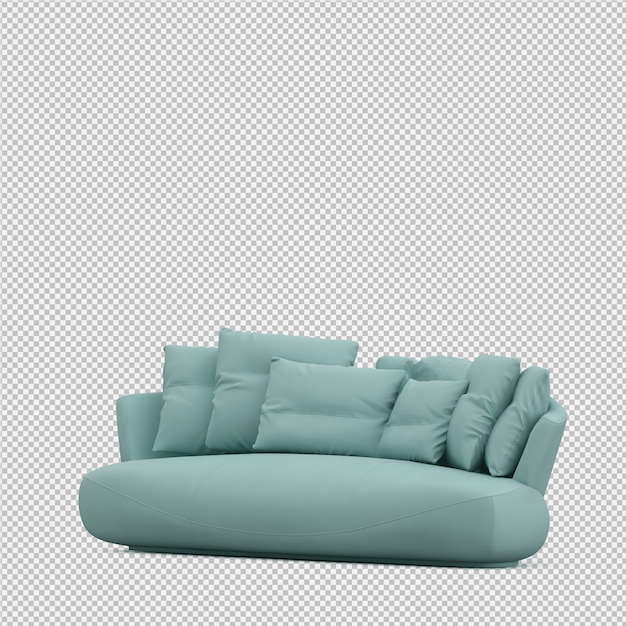 Sofá isométrico 3D render aislado