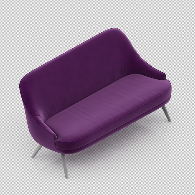 Sofá isométrico 3D render aislado