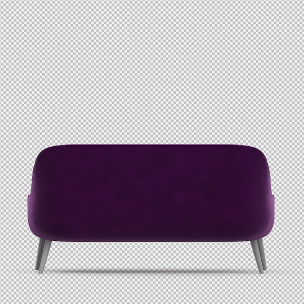 Sofá isométrico 3D render aislado