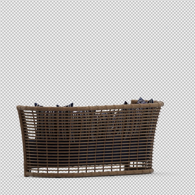 Sofá isométrico 3D render aislado