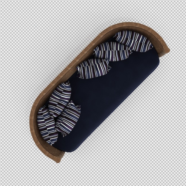 Sofá isométrico 3D render aislado