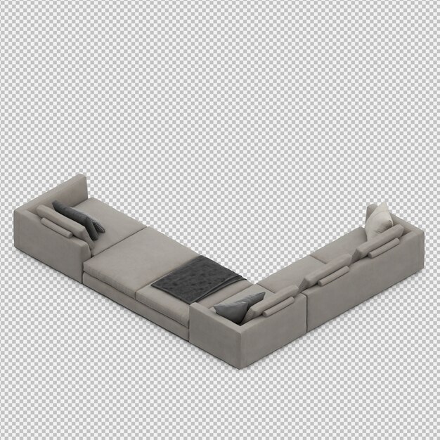 Sofá isométrico 3D render aislado