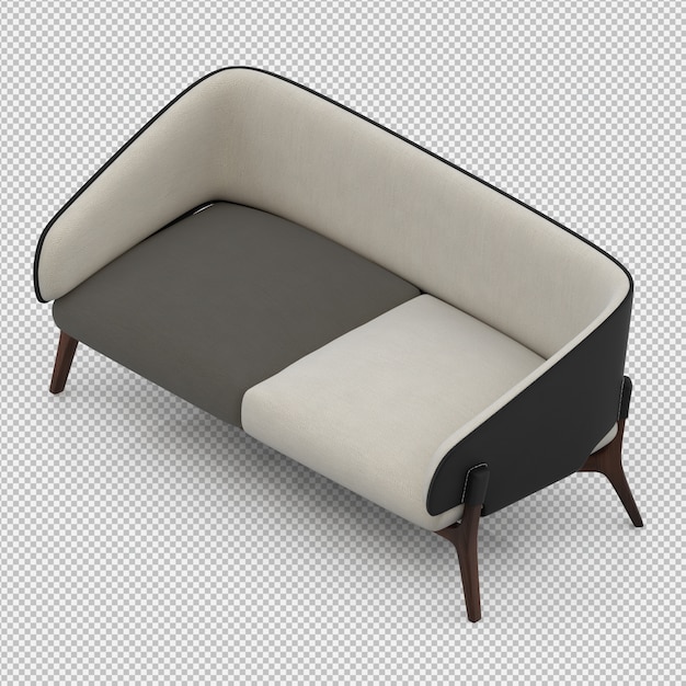 Sofá isométrico 3D render aislado