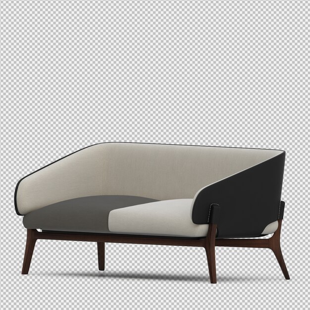 Sofá isométrico 3D render aislado