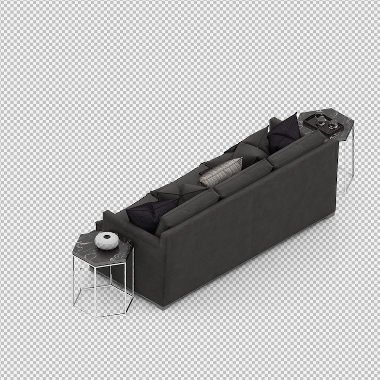 PSD sofá isométrico 3d render aislado