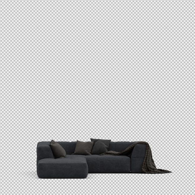 Sofá isométrico 3D render aislado