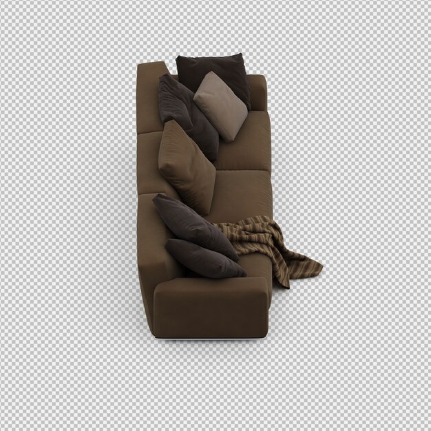 Sofá isométrico 3D render aislado