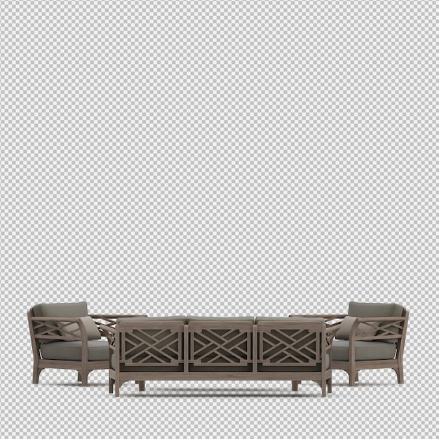 Sofá isométrico 3D render aislado