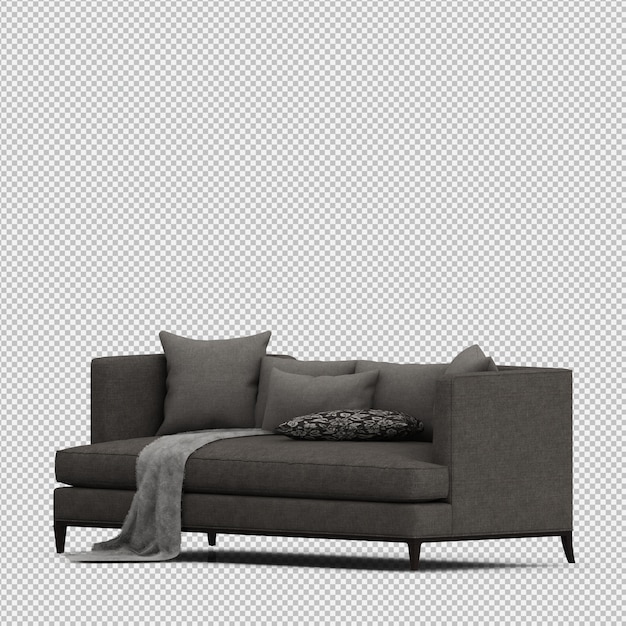 Sofá isométrico 3D render aislado