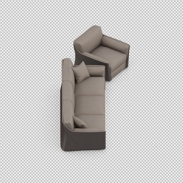 Sofá isométrico 3D render aislado