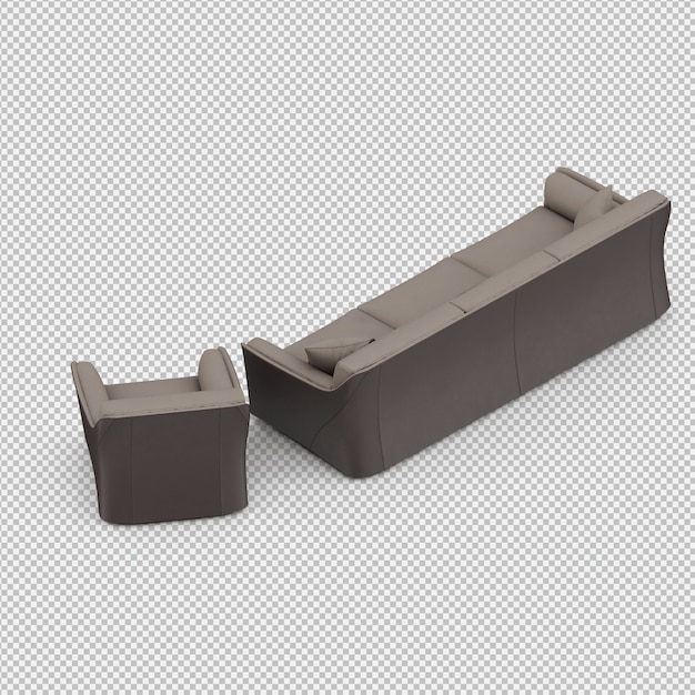 Sofá isométrico 3D render aislado
