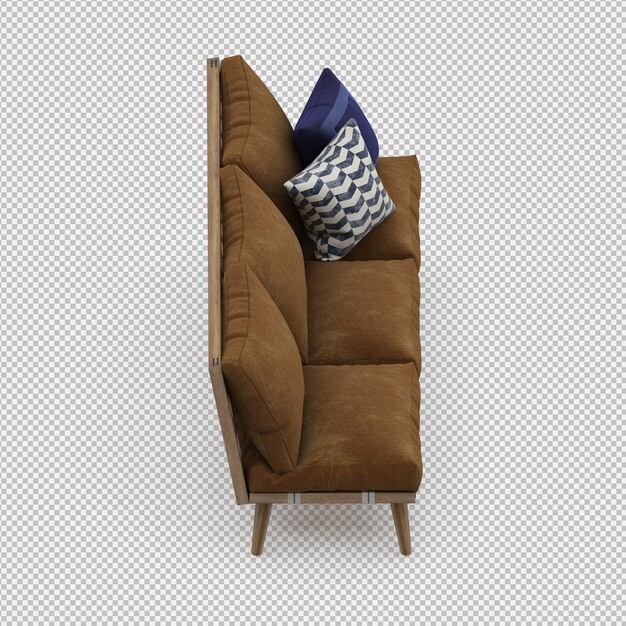 Sofá isométrico 3D render aislado