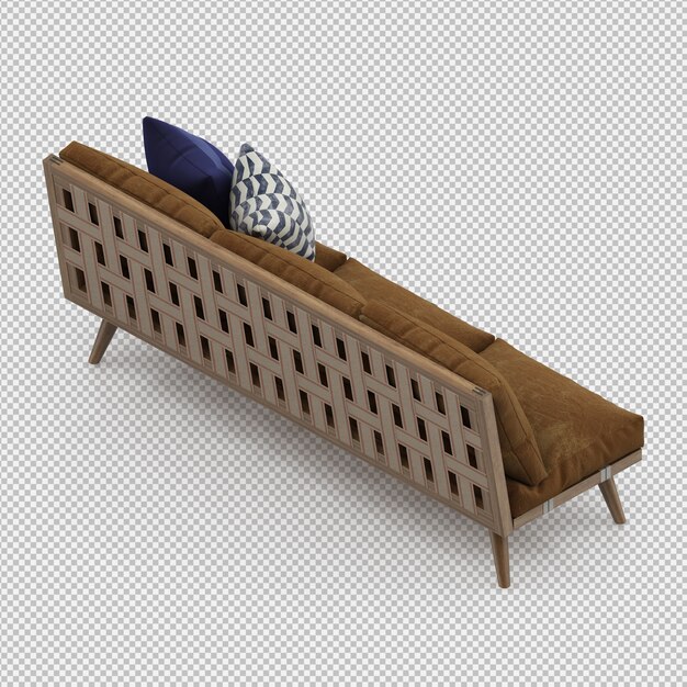 Sofá isométrico 3D render aislado