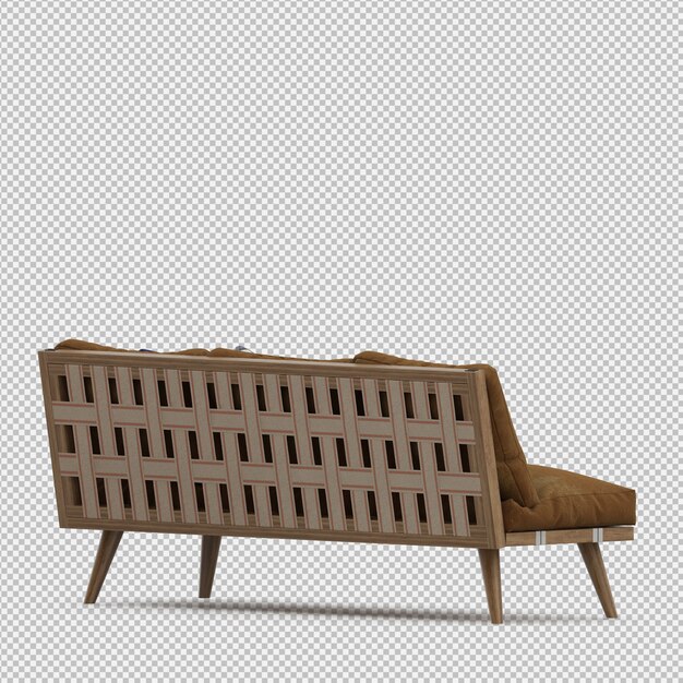 Sofá isométrico 3D render aislado