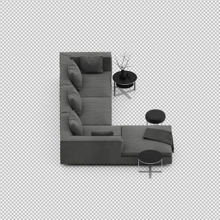 PSD sofá isométrico 3d render aislado