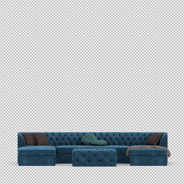 Sofá isométrico 3D render aislado