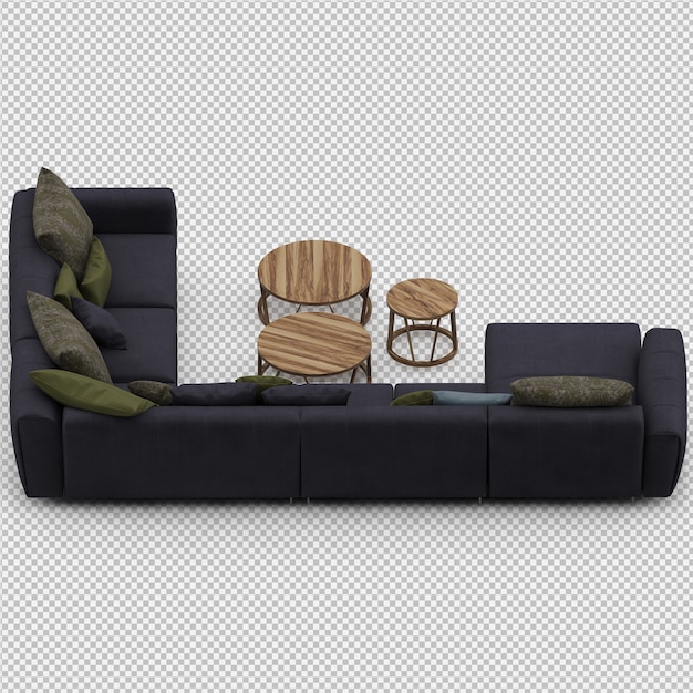 Sofá isométrico 3D render aislado