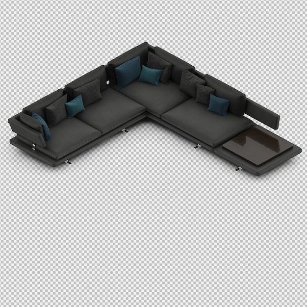 Sofá isométrico 3D render aislado