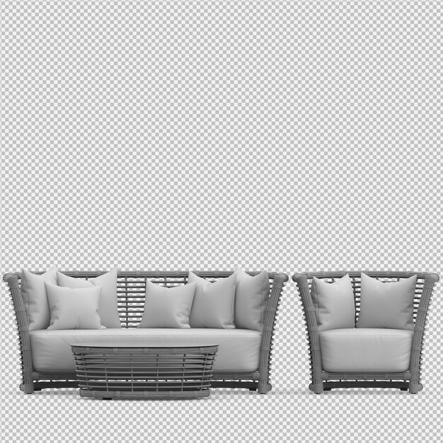 Sofá isométrico 3D render aislado
