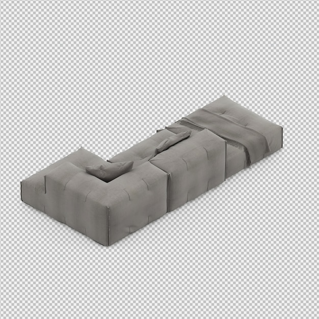 Sofá isométrico 3D render aislado