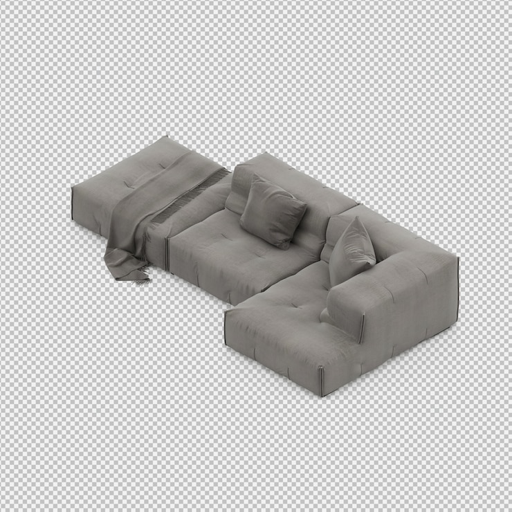 PSD sofá isométrico 3d render aislado