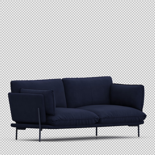 Sofá isométrico 3D render aislado