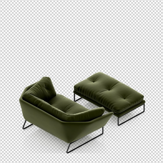 Sofá isométrico 3D Render aislado