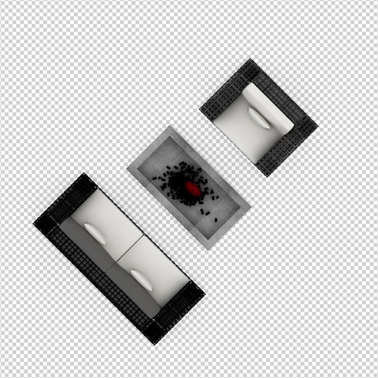 PSD sofá isométrico 3d render isolado