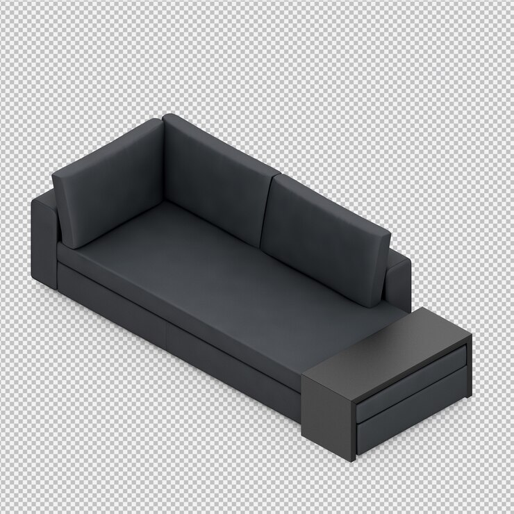 PSD sofá isométrico 3d render