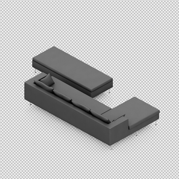 PSD sofá isométrico 3d render