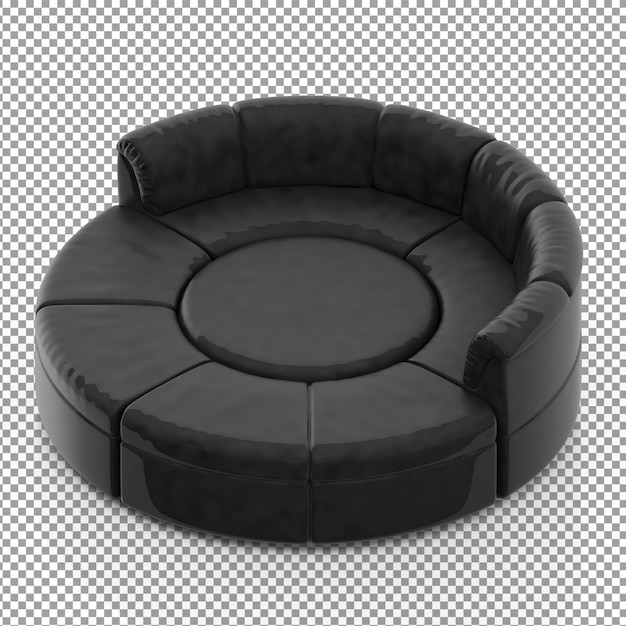 PSD sofá isométrico redondo negro