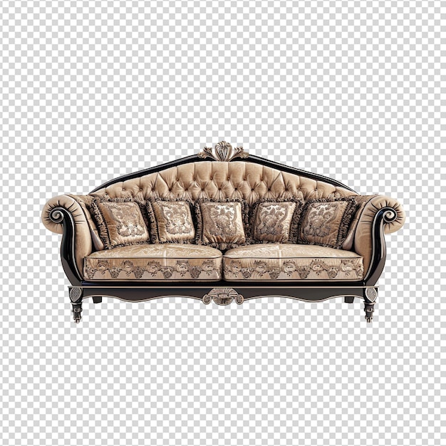 PSD sofá de lujo o sillón antiguo aislado sobre un fondo transparente