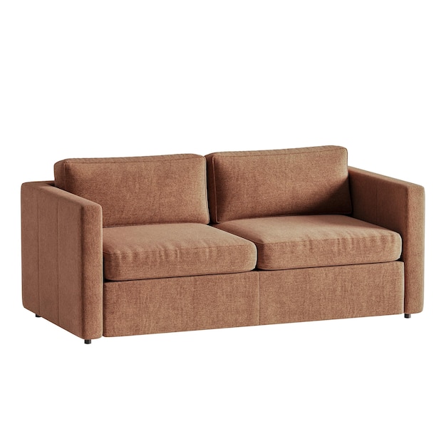 Un sofá marrón con dos almohadas en él