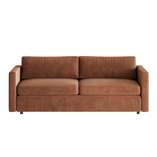 Un sofá marrón con dos almohadas en él