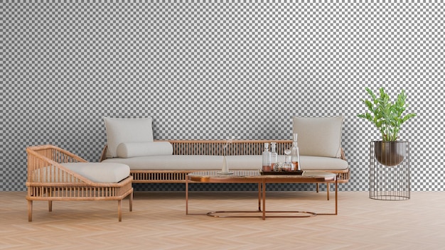 un sofá y una mesa en una habitación