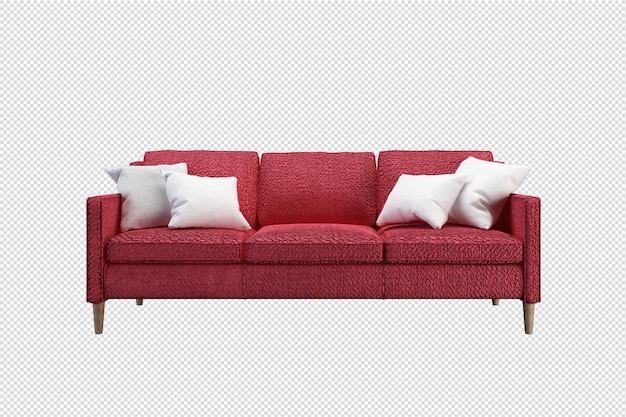 Sofá mínimo na sala de estar em renderização 3d isolada