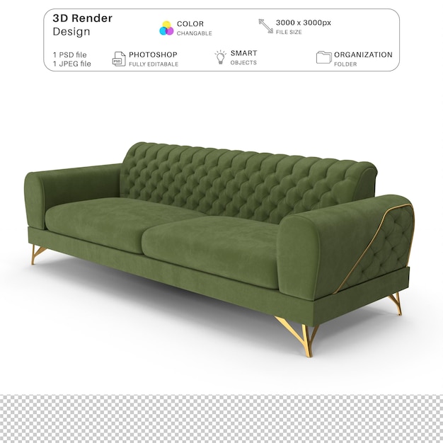 Sofa Modelado 3D Archivo PSD Muebles interiores realistas