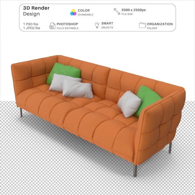 Sofa de modelado 3d para psd