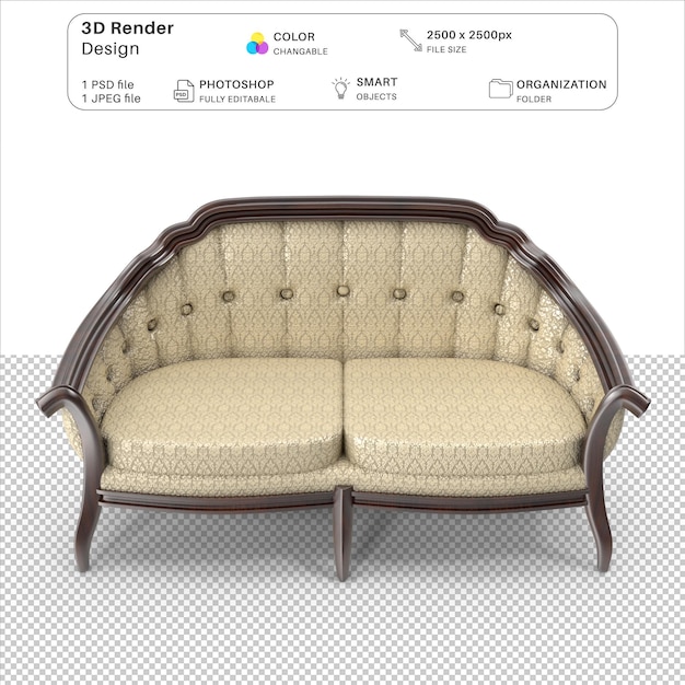 PSD sofa modelagem 3d psd