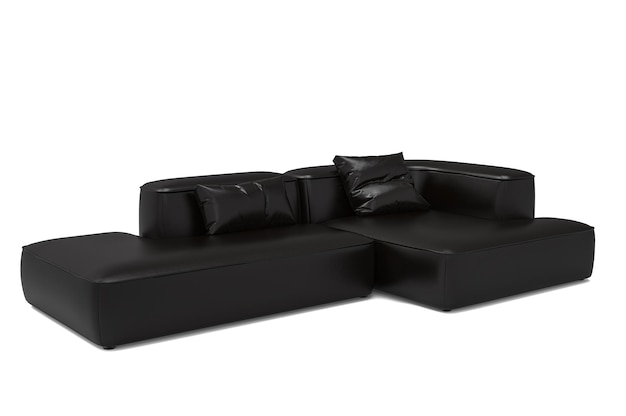 PSD sofa moderne en cuir noir isolé sur fond blanc collection de meubles