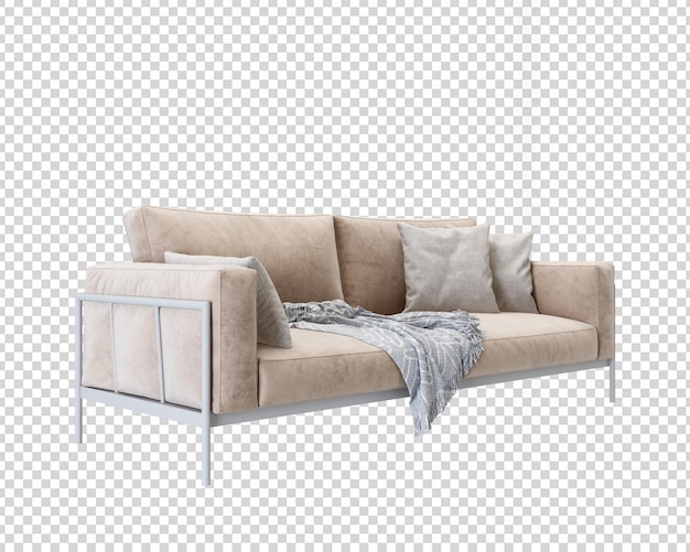 Sofá moderno isolado em renderização 3d