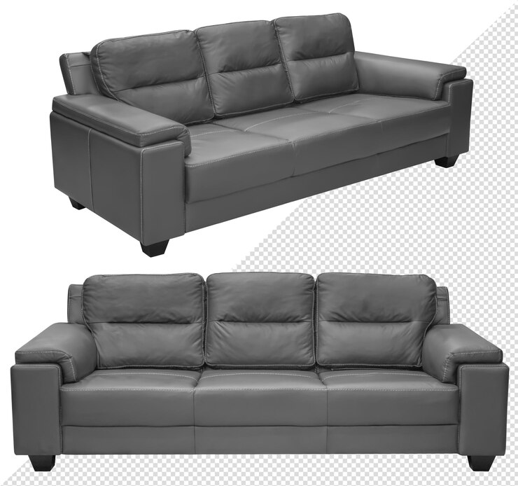 Sofá para oficina o hogar. Aislado del fondo. En diferentes ángulos. elemento interior