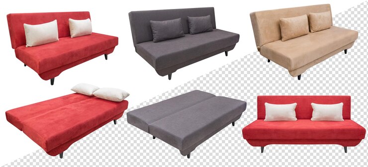 Sofá plegable. Aislado del fondo. En diferentes ángulos. elemento interior