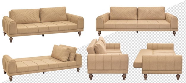Sofá plegable Aislado del fondo En diferentes ángulos Elemento interior